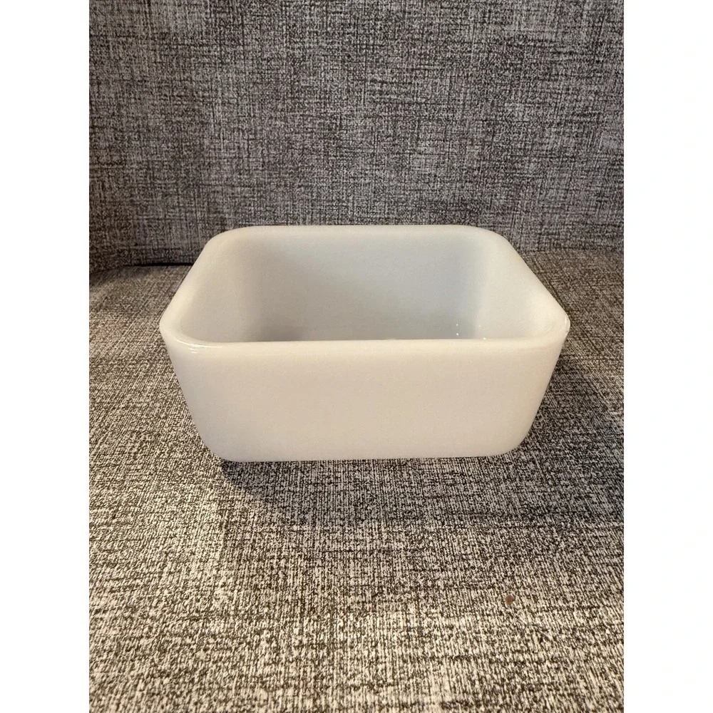Glasbake Milk Glass Divided Dish & Small Loaf Pan J258 Vintage USA Ovenware